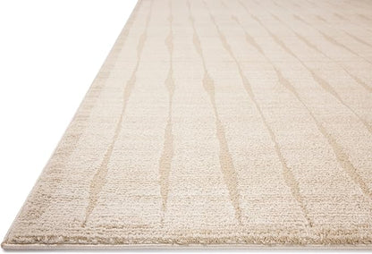 Loloi Chris Loves Julia Calvin Collection CLV-02 Ivory/Oatmeal 2'-3" x 3'-10" Accent Rug Checkered Neutral Soft Living Room Bedroom Carpet