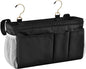 KOPIRIT Black Bedside Caddy Storage Bag Bedside Organizer for Bed Rails College Dorm Room Organizer Caddy Hanging Shelf 6 Pockets with Hooks for Drinks Magazine Phone Holder