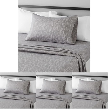 Amazon Basics Lightweight Super Soft Easy Care Wrinkle Free Microfiber 3 Piece Bed Sheet Set with 14-Inch Deep Pockets, Twin, Gray Arrows, Printed, Kids, Men & Women Bedding (Pack of 4)