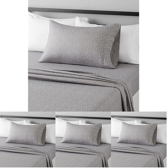 Amazon Basics Lightweight Super Soft Easy Care Wrinkle Free Microfiber 3 Piece Bed Sheet Set with 14-Inch Deep Pockets, Twin, Gray Arrows, Printed, Kids, Men & Women Bedding (Pack of 4)
