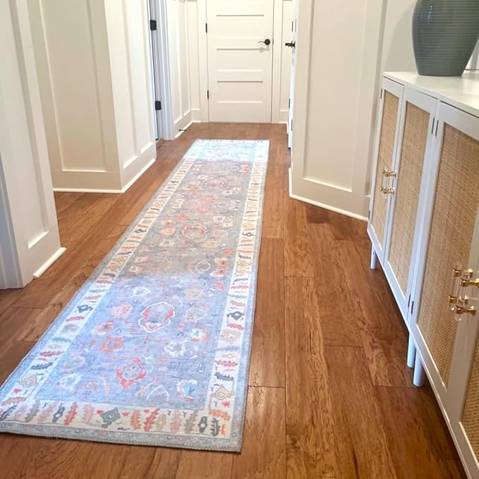 Fame Rugs Blue Modern Oushak Rug 8x10, Vintage Turkish Colorful Oriental Washable Antique Inspired Large Area Rugs, Luxury Living Room Bedroom (381LB, 7'6 x 10')