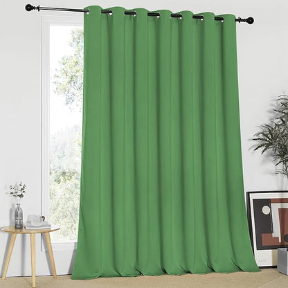 NICETOWN Blackout Patio Curtains 100 x 95 Inches Long for Sliding Door Extral Wide Blackout Curtain Panels Thermal Insulated Room Divider - Grommet Top, 100" W x 95" L, 1 Panel, Froest Green