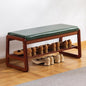latifolia Solid Wood Bench, Entryway Shoe Bench with Cushion, 2 Tier Shoe Storage Organizer for Hallway, Living Room(Green,31.50''L)