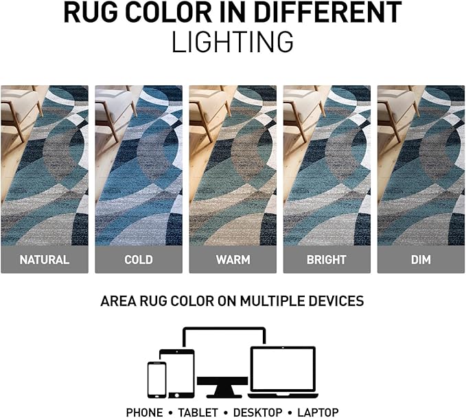 Rugshop Contemporary Modern Circles Abstract Area Rug 2' x 3' Blue
