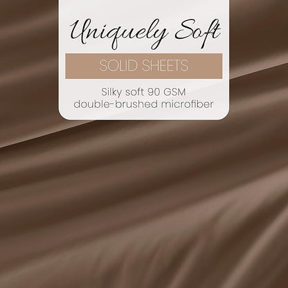 Linen Market Brushed Microfiber Twin Sheet Set 3 Piece – Oeko-TEX Certified Ultra Soft & Wrinkle-Free - 16" Deep Pocket Sheets - Easy Care Twin Size - Taupe