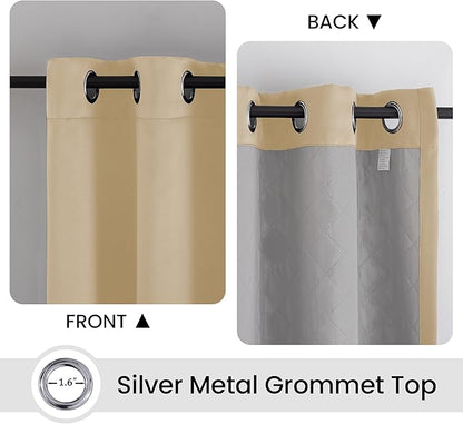 3-in-1 Layers Soundproof Curtains, Grommet Full Blackout Thermal Noise Dampening Curtains for Living Room, Bedroom(1 Panel,Beige,50" x96")