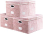 PRANDOM Jumbo Collapsible Storage Boxes with Lids Fabric Decorative Storage Bins Cubes Organizer Baskets with Cover Handles Divider for Bedroom Closet Living Room 23.2x15.7x11.6 Inch 3 Pack