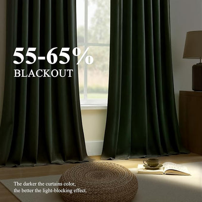 Sage Green Velvet Curtains 108 Inches Long for Bedroom, Luxury Room Darkening Thermal Insulated Blackout Curtains Luxury Window Drapes for Living Room, Back Tab Rod Pocket, W52 x L108, 2 Panels