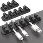 SOULWIT Upgraded Cable Holder, Cable Management Cord Organizer Clips Silicone Self Adhesive for Desktop USB Charging Cable Power Cord Bedside Wire PC Office Home (3/5/7 slot,Black)