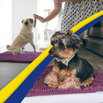 Muddy Mat® | Super Absorbent Door Mat Indoor, Microfiber Quick Dry Chenille Entryway Rug, Non-Slip Front Door Mat, Indoor Mats for Entryway, Machine Washable Pet Rug, Dark Purple 19"x30"