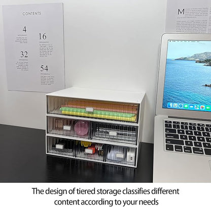 Desk Drawer Organizer, Stackable Plastic Storage Drawer, Red, 1 Compartment