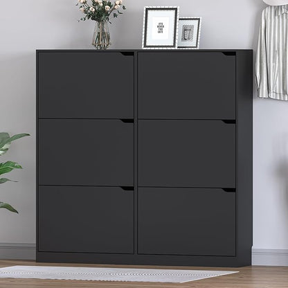 Shoe Cabinet with 6 Flip Drawers, Slim Narrow Shoe Storage Cabinet, Freestanding Shoe Organizer for Entryway, Hallway, Foyer
