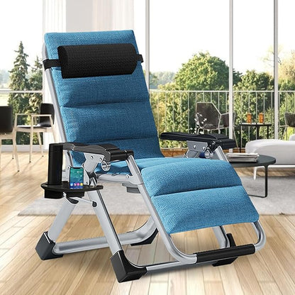 DoCred Comfy Chair, Folding Chair Recliner Chair for Bedroom and Living Room, Folding Reclining Patio Chairs Lounge Chair with Removable Cushion for Indoor Outdoor