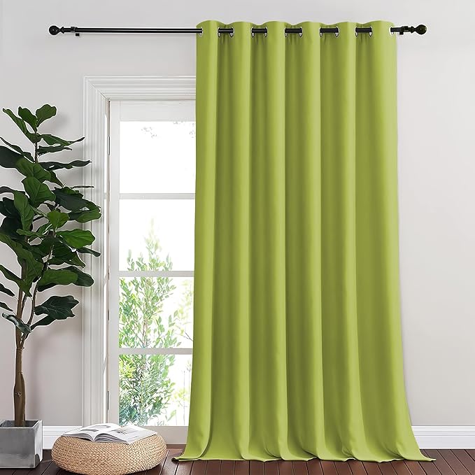 NICETOWN Sliding Door Curtain 108 Inches Long - Blackout Thermal Insulated Grommet Room Divider Privacy Drape for Patio Glass Door, 1 Panel, Fresh Green, 100 Inch Extra Wide