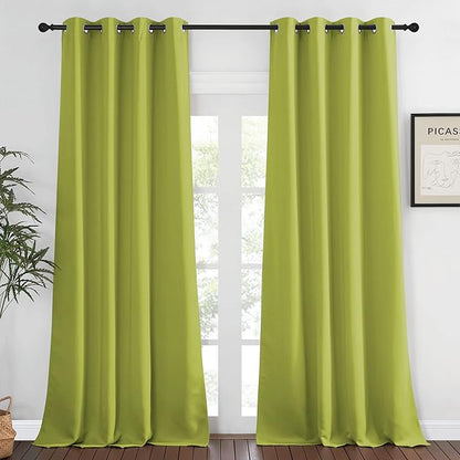 NICETOWN Blackout Curtains 120 inch Length for Sliding Glass Door, Grommet Thermal Insulated Room Darkening Sound Reducing Drapes for Room Divider, 1 Panel, W52 x L120, Fresh Green