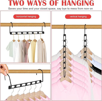12 Pack Space Saving Hangers for Clothes, Collapsible Metal Hangers Organizer, Clothes Space Savers, Closet Organizers and Storage, Dorm Room Essentials, Black
