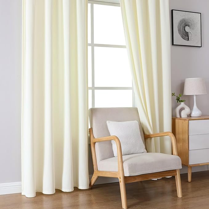 Joydeco White Velvet Curtains 63 inch Length 2 Panels, Luxury Blackout Rod Pocket Thermal Insulated Window Curtains, Super Soft Room Darkening Drapes for Living Dining Room Bedroom,W52 x L63 inches