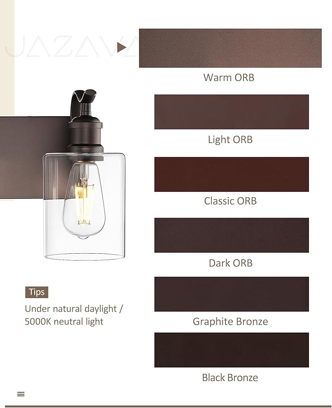 4 Light Bathroom Vanity Light, Morden Bathroom Vanity Lights Over Mirror Oil Rubbed Bronze Wall Sconce Light with Clear Glass Shade ZCVL01ORB-4