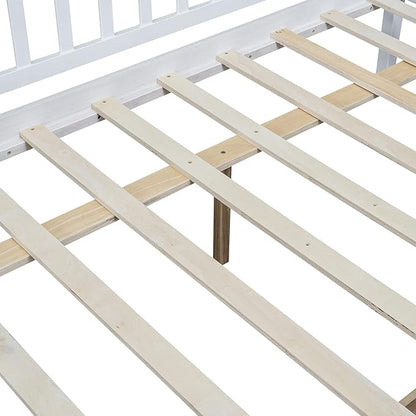 Bellemave Full Size Bed Frames with Rails for Kids, Full daybed Frame with Drawers for Boys/Girls/Adults， White