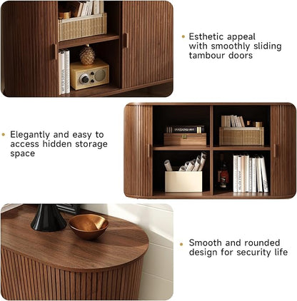 ONBRILL 48" Sideboard Buffet Cabinet with Storage, Storage Cabinet with Sliding Door & Adjustable Shelf, Modern Accent Coffee Bar Console Table for Kitchen, Entryway, Walnut