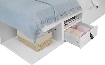 memomad Bali Storage Platform Bed with Drawers (Full Size, Off White)
