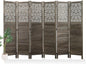 Svimi Folding Room Divider, 66.9 Inch 6 Panels Wood Carved Privacy Screens, Free Assembled Freestanding Portable Separation Wall for Home Office Restaurant Bedroom (Gray)