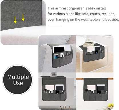 SYSOV Sofa Armrest Organizer, Remote Control Holder for Recliner Couch, Arm Chair Caddy with 5 Pockets for Magazine, Tablet, Phone, iPad