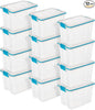 Sterilite 12-Pack Gasket Box, Weather-Resistant Storage Bins with Latching Lids, 20 Quart - Heavy-Duty Organizing Containers for Closet, Bathroom, and Office