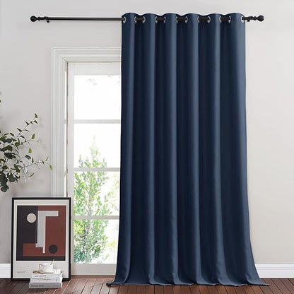 NICETOWN Navy Blue Blackout Room Divider Curtains 144 inch Length, Grommet Energy Saving Thermal Drapes Sound Reducing Window Treatments for Living Room, 1 Panel, W80 x L144