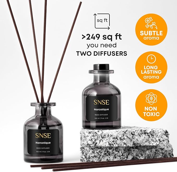 SNSE Narcotique Perfumed Reed Diffuser Set - Premium Reed Diffusers for Home with Diffuser Reeds, Luxurious Gift Aroma, Sophisticated Scent, Ideal for Relaxation, Elegant Home Fragrance