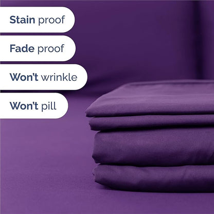 King 6 Piece Sheet Set - Cooling, Comfy & Breathable - Hotel Luxury Bedding, Includes Fitted Sheet for Women, Men, Kids and Teens - 1 Flat, 1 Fitted Sheet, 4 Pillowcases with Deep Pockets - Purple