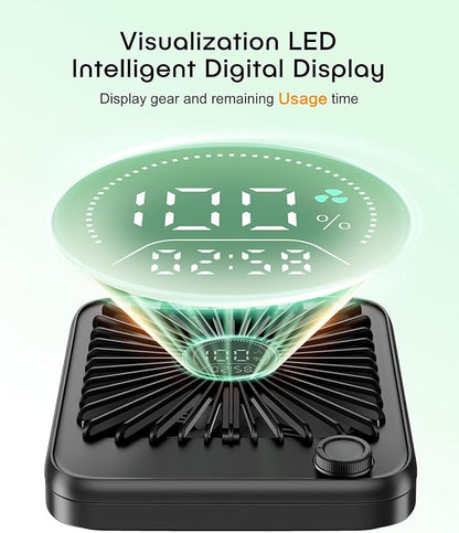 FadFun Small Desk Fan Personal Fans，100Speed Adjustable Quiet Small Portable Fan,Intelligent display of remaining hours for Office Bedroom Home Desk Black