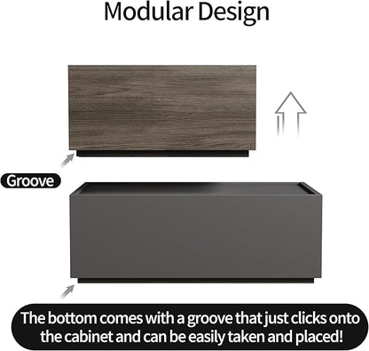 Modern Nightstand Modular Stackable Drawers Modular Storage Bedroom Furniture Set - Bedside Table, Storage Cabinet, Sofa End Table for Bedroom Living Room Hallway Entryway Grey Large