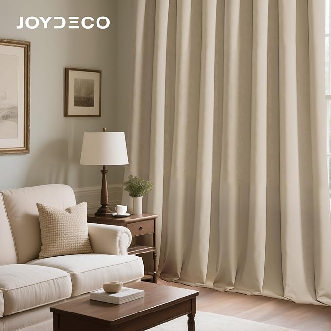 Joydeco Latte Coffee Velvet Curtains 96 Inches 2 Panels, Luxury Thermal Insulated Soft Curtains for Bedroom & Living Room, Room Darkening Velvet Drapes, Rod Pocket (52W x 96L)