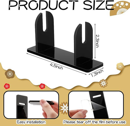 Roowest 4 Pcs Acrylic Fan Display Stand Folding Japanese Chinese Hand Fan Stand Easel Foldable Handheld Display Base Organizer (Black)