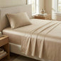 Beckham Hotel Collection Twin XL Sheet Set 100% Cotton, 500TC Luxury Sateen Bedding, 16” Deep Pocket, Moisture-Wicking, 3-Piece, Sand