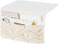 Mkono Macrame Bedside Caddy Storage Organizer Boho Remote Control Tablet Magazine Holder with 4 Pockets Non-slip Countertop Bedside Caddy for Home Bedroom Living Room College Dorm Bed, Ivory, Large