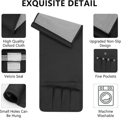 WETRBWEH Non-slip Couch Organizer Armchair Caddy, Oxford TV Remote Control Holder Bedside Caddy with 5 Pockets for Key Glasses Phone Magazine Holders.