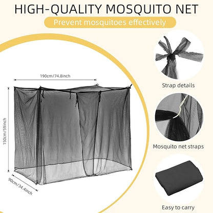 4 Corners Mosquito Net for Mosquiteros para Camas Bed Canopies Netting Bed Drapes Rectangular Mosquito Mesh for Camping Home Outdoor Travel(Black,L75 X W35.5 X H59 Inch,1 Opening)