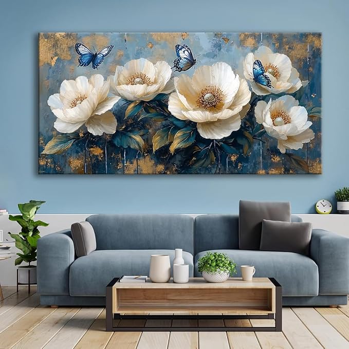 Flowers Canvas Wall Art - Modern landscape Paintings for Living Room, Bedroom Wall Decor, Framed Wall Art for Home or Office Decoration, Large Wall Art 20"x40"(50CMx100CM)