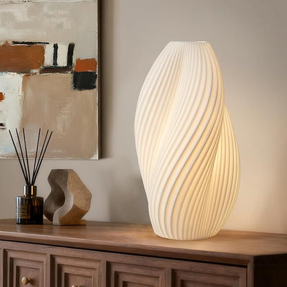 RONDURE 11.9" Modern Ceramic Table Lamp, Fully Dimmable Modern Bedside Lamps for Bedroom, Living Room and Nightstand, White Translucent Ceramic Shade, Warm Ambient Lighting, Corded, Bulb Included