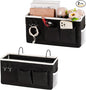 Ozzptuu Bedside Storage Caddy/Bedside Hanging Storage Bag for Headboards Bunk Beds Dorm Rooms Book Phone Magazine Holder (2PC Black)