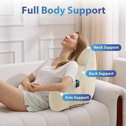 IPYNBAP Back Pillow for Bed Sitting up, Reading Pillow for Sitting in Bed Adult, Back Support Pillow, Memory Foam Sit up Lounge Backrest Pillow with Arms for TV, Couch, Chair, Dorm, 18 Inch, Beige