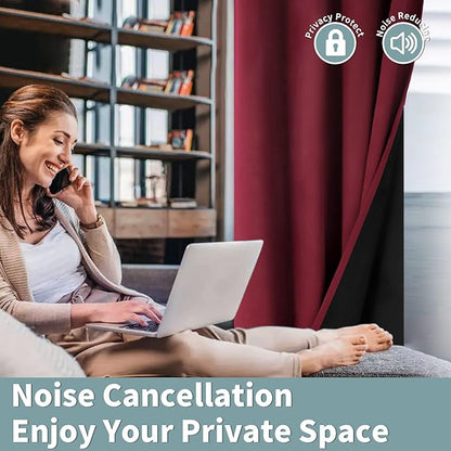 BGment Thermal Insulated 100% Blackout Curtains 72 Inch Length 2 Panels, Total Light Blocking Curtains for Bedroom, Grommet Window Drapes with Thick Black Liner, 52 Inch Wide Each Panel, Burgundy Red