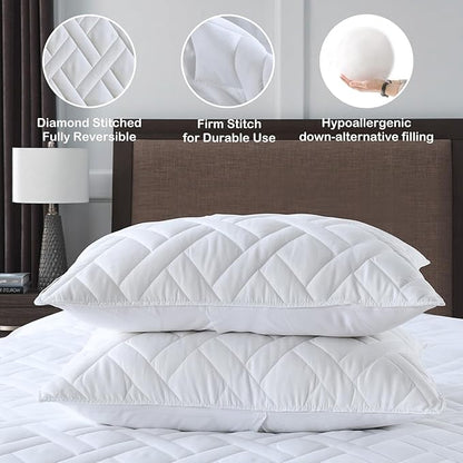 HORIMOTE HOME Quilt Set King Size White, Classic Geometric Diamond Stitched Pattern, Ultra Soft Microfiber Lightweight Bedding Set Bedspread Coverlet for All Season (1 Quilt and 2 Pillow Shams)