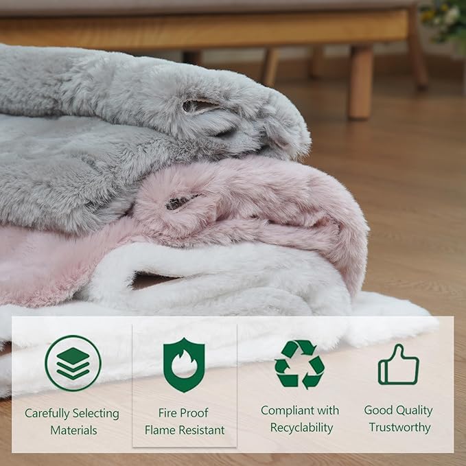Latepis White Runner Rugs for Bedroom Soft Fuzzy Faux Sheepskin Rug 2x6 Faux Rabbit Fur Rugs Non-Slip Washable Shag Fluffy Rug for Living Room Nursery Dorm