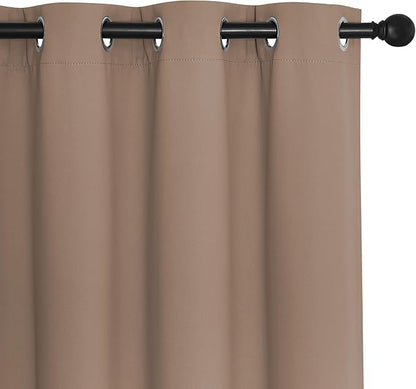 NICETOWN Room Divider Curtain 132 Inches Long, Wide Blackout Sliding Door Curtain for Bedroom, Room Darkening Privacy Window Curtain for Patio Door (1 Panel Set, Cappuccino, 80 x 132 Inch)