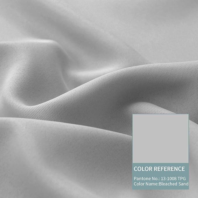 BGment Thermal Insulated 100% Blackout Curtains for Bedroom with Black Liner, Double Layer Full Room Darkening Noise Reducing Grommet Curtain (55 x 69 Inch, Light Grey, 2 Panels)
