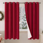 Red Christmas 100% Linen Blackout Curtains 63 Inch Long 2 Panels, Thick Heavy Thermal Insulated Cold Blocking Noise Reducing Window Curtains for Winter Decoration, Each 52x63 Inch 2 Panels
