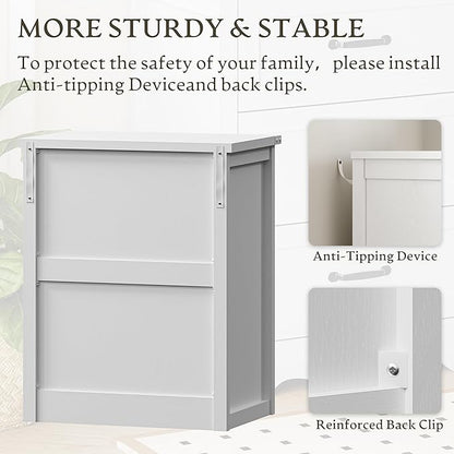 3-Drawer Dresser for Bedroom, Small Wooden Chest of Drawers with Metal Handles, Narrow Storage Cabinet with Anti-Tipping Design, Sturdy Dresser Organizer for Closet, Living Room, Entryway